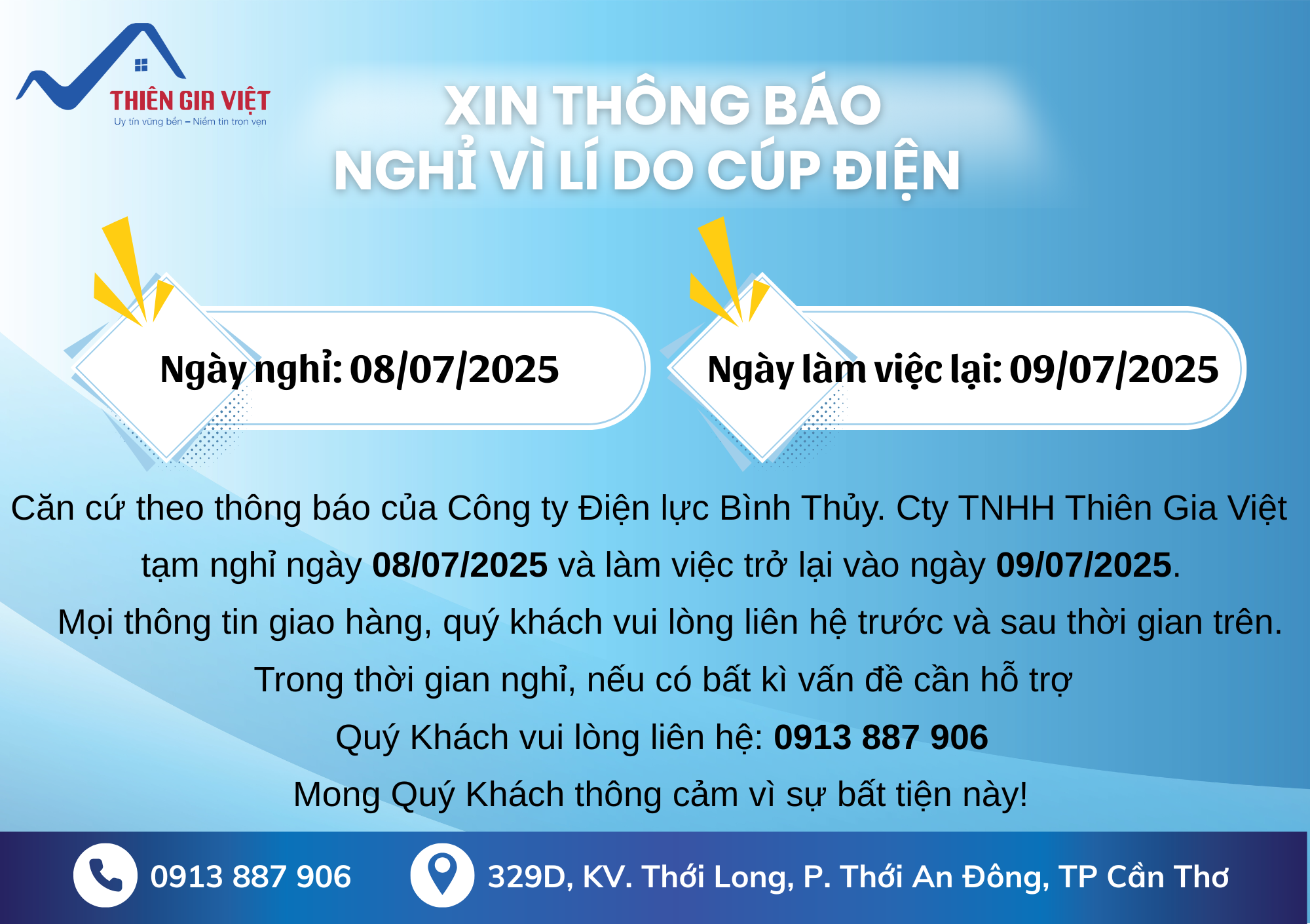 Thông báo cúp điện